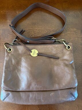 margot Brown Leather Crossbody with Brass Disc Charm